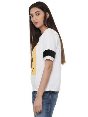 contrast paneled graphic print tee - 15728402 - Standard Image - 2