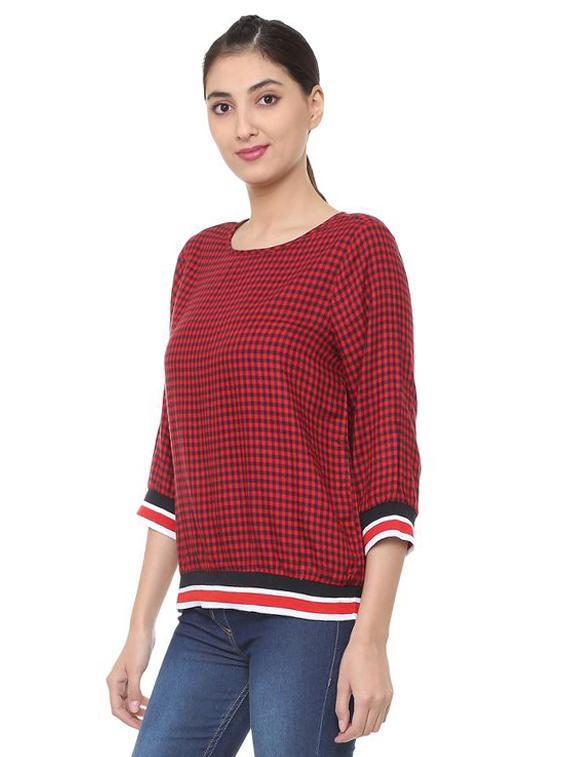button detail checkered top - 15728403 - Zoom Image - 2