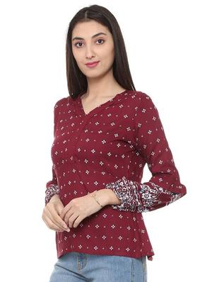 lace trim ruffle detail top - 15728405 - Standard Image - 2