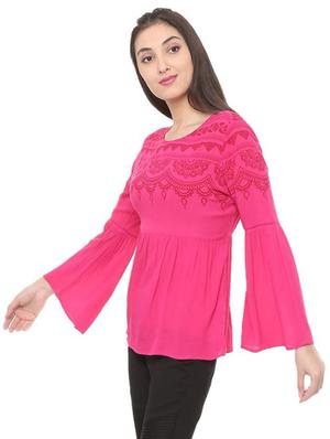 block print gathered top - 15728408 - Standard Image - 2