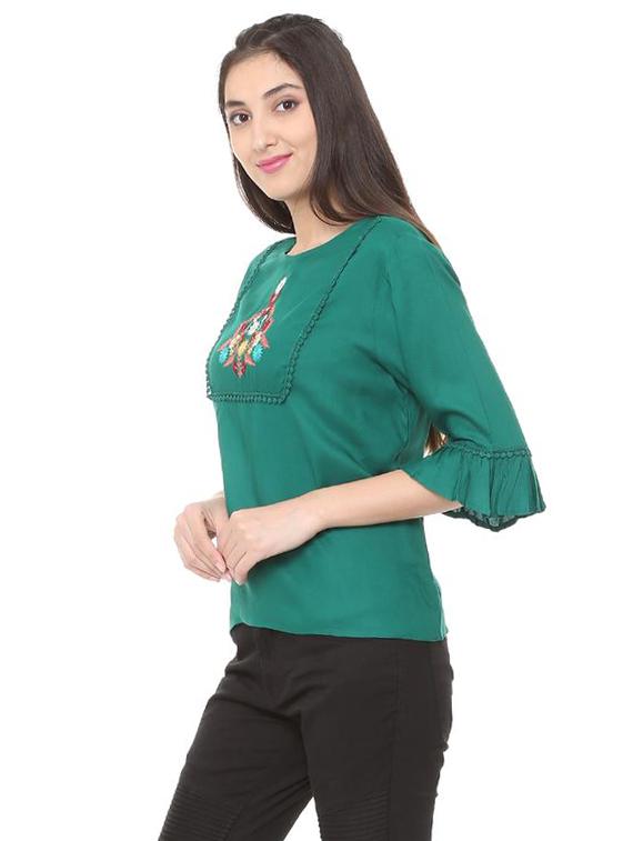 lace trim embroidered top - 15728409 - Zoom Image - 2
