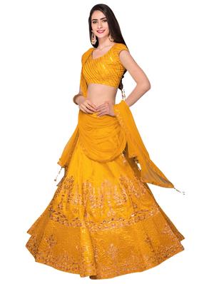 Embroidered flared lehenga - 15728438 - Standard Image - 2