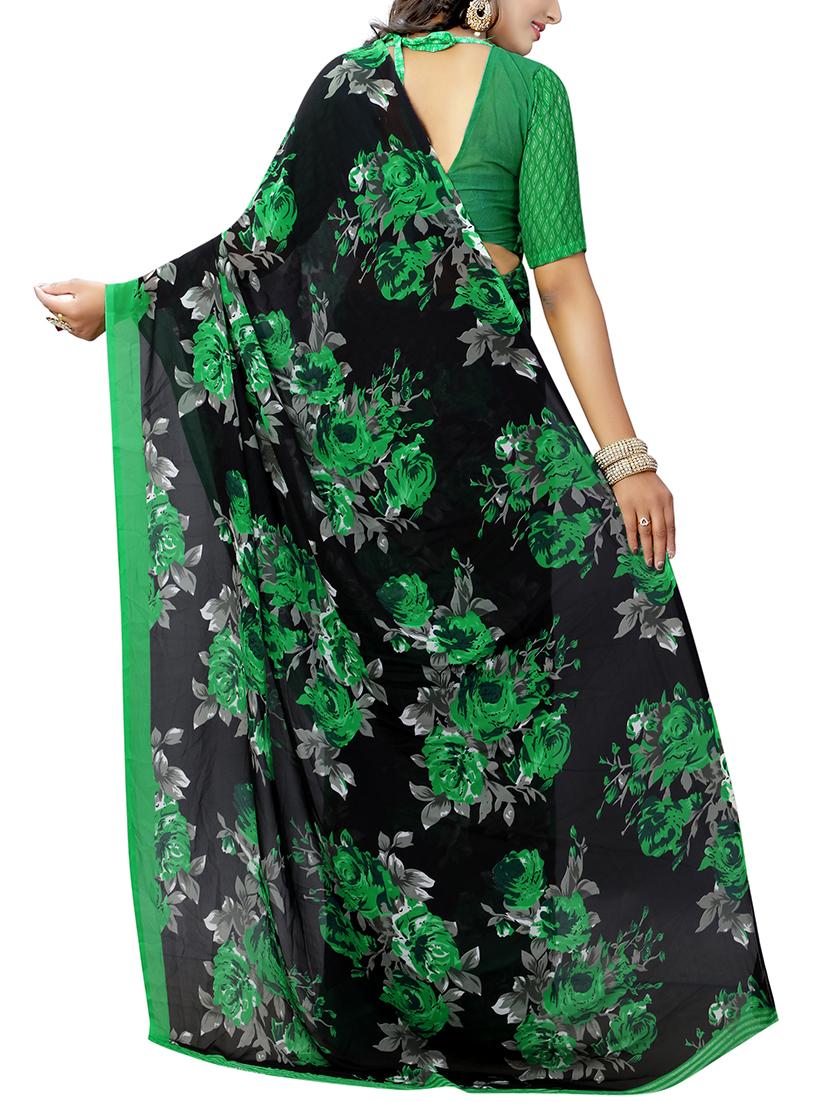 floral printed saree with blouse - 15728444 - Zoom Image - 2