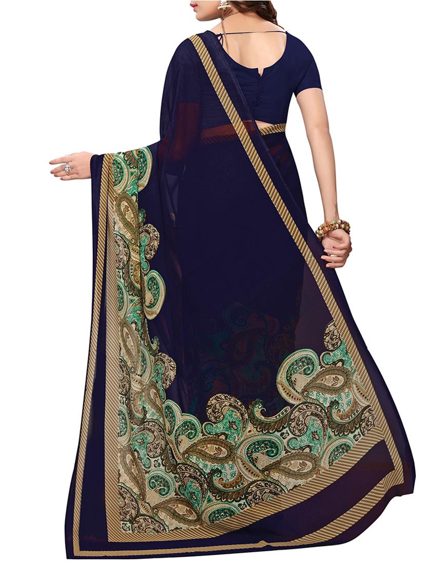 paisley printed saree with blouse - 15728448 - Zoom Image - 2