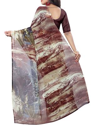 abstract printed saree with blouse - 15728451 - Standard Image - 2