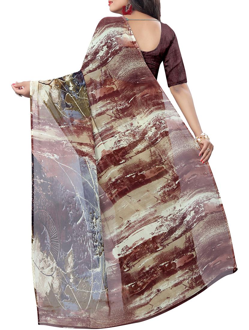 abstract printed saree with blouse - 15728451 - Zoom Image - 2