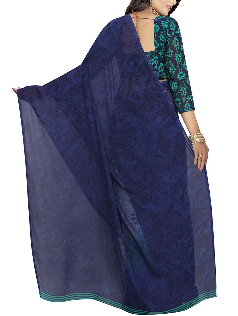 floral half & half saree with blouse - 15728453 - Zoom Image - 2