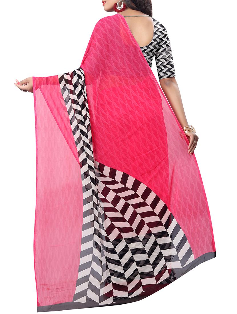 chevron printed saree with blouse - 15728456 - Zoom Image - 2