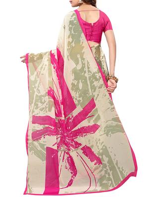 abstract printed saree with blouse - 15728457 - Standard Image - 2