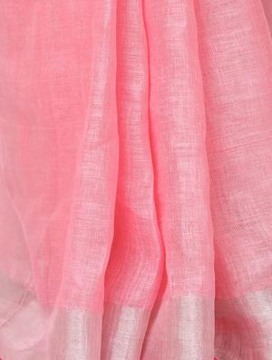contrast border inen handloom saree with blouse - 15728564 - Standard Image - 5