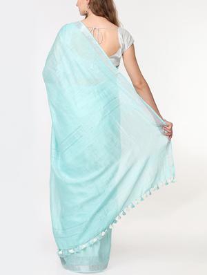 solid handloom saree with blouse - 15728571 - Standard Image - 2