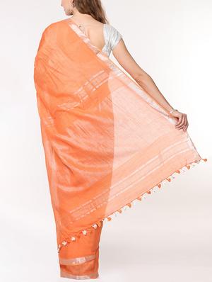 solid handloom saree with blouse - 15728573 - Standard Image - 2