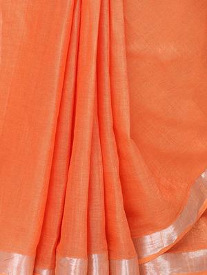 solid handloom saree with blouse - 15728573 - Standard Image - 5