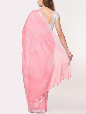solid handloom saree with blouse - 15728574 - Standard Image - 2