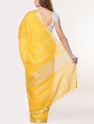 solid handloom saree with blouse - 15728576 - Standard Image - 2