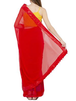 sequined embellished lace border saree with blouse - 15728681 - Standard Image - 2
