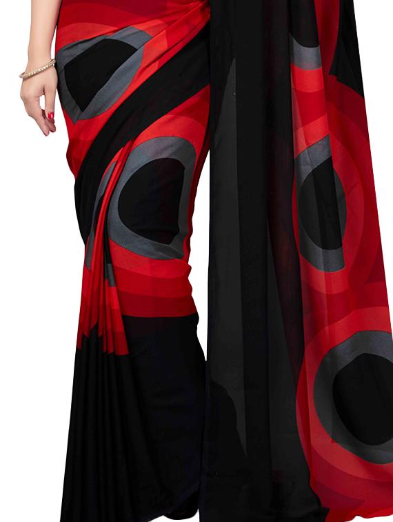 Combo Of 2 black Printed Saree with blouse - 15728693 - Zoom Image - 5