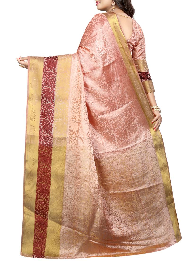 floral zari motif banarasi saree with blouse - 15728866 - Zoom Image - 2
