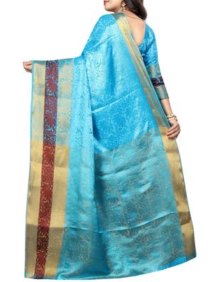 floral zari motif banarasi saree with blouse - 15728867 - Standard Image - 2