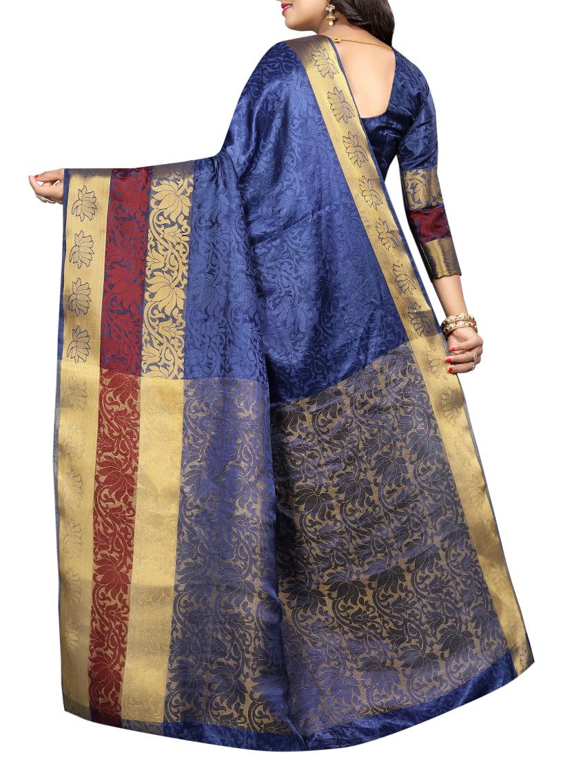floral zari motif banarasi saree with blouse - 15728868 - Zoom Image - 2