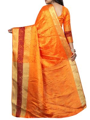 floral zari motif banarasi saree with blouse - 15728869 - Standard Image - 2