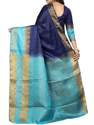 tonal zari border banarasi saree with blouse - 15728871 - Standard Image - 2