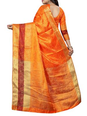 conversational zari motif banarasi saree with blouse - 15728879 - Standard Image - 2