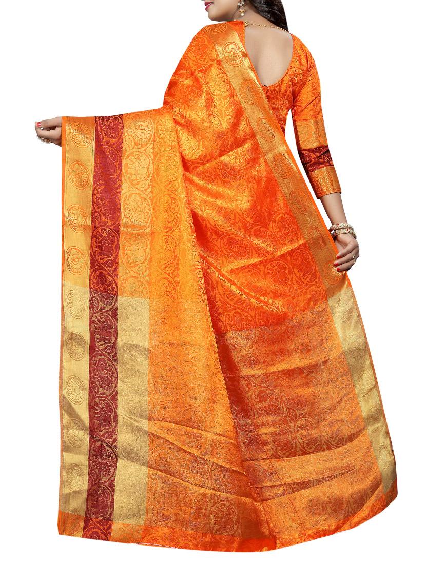 conversational zari motif banarasi saree with blouse - 15728879 - Zoom Image - 2