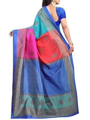 color block printed saree with blouse - 15729153 - Standard Image - 2