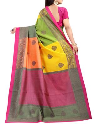 color block printed saree with blouse - 15729156 - Standard Image - 2