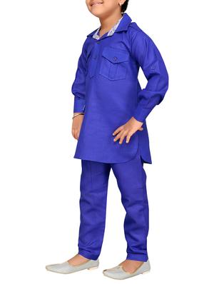 light blue cotton pathani kurta set - 15729157 - Standard Image - 2