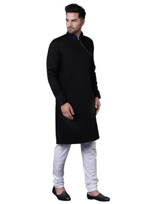 black cotton kurta pyjama set - 15729227 - Standard Image - 2