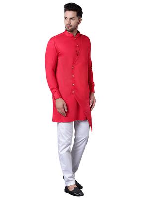 red cotton kurta pyjama set - 15729229 - Standard Image - 2
