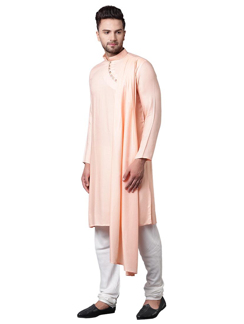 orange rayon long kurta - 15729277 - Zoom Image - 2