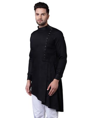 black solid asymmetric kurta - 15729282 - Standard Image - 2