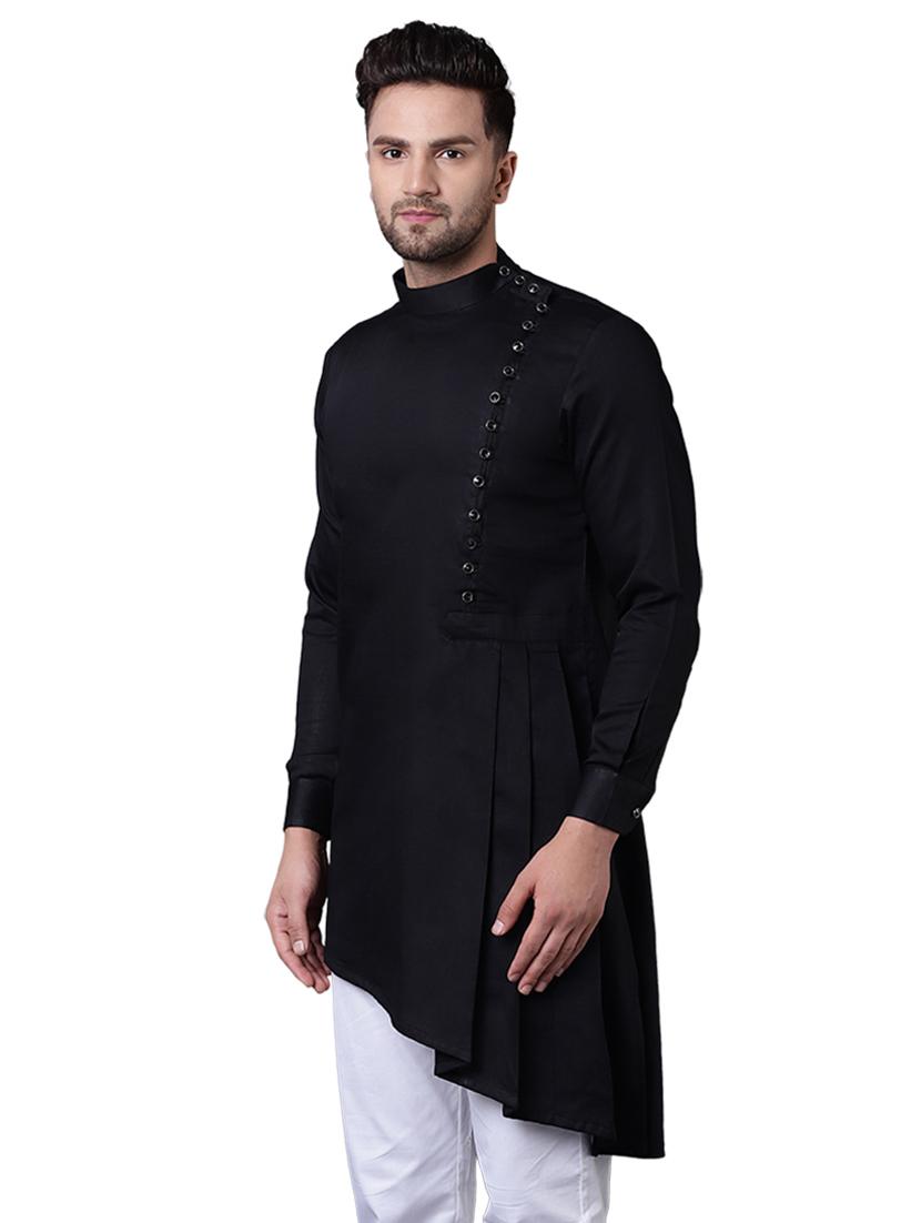 black solid asymmetric kurta - 15729282 - Zoom Image - 2