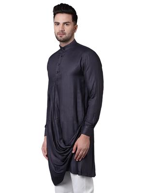 grey rayon long kurta - 15729298 - Standard Image - 2