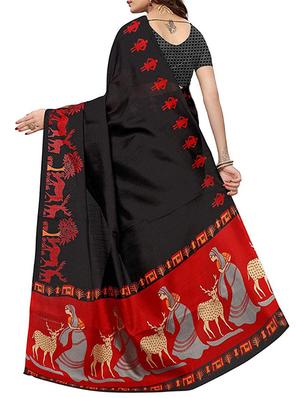 graphic printed saree with blouse - 15729398 - Standard Image - 2