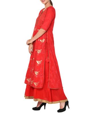 Layered foil print kurta - 15729526 - Standard Image - 2