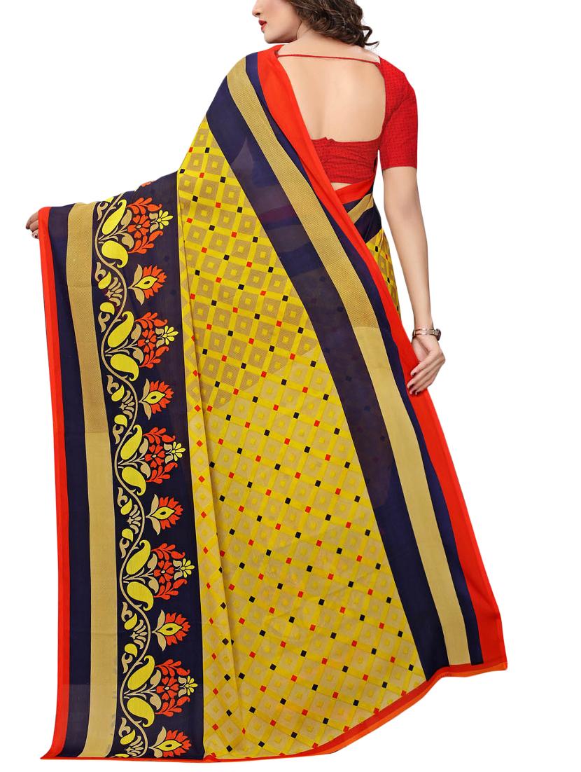 geometrical printed saree with blouse - 15729575 - Zoom Image - 2