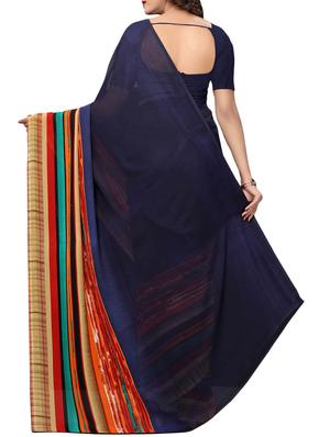 striped printed border saree with blouse - 15729576 - Standard Image - 2