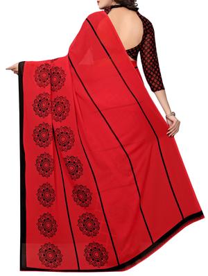 geometrical printed half & half saree with blouse - 15729582 - Standard Image - 2