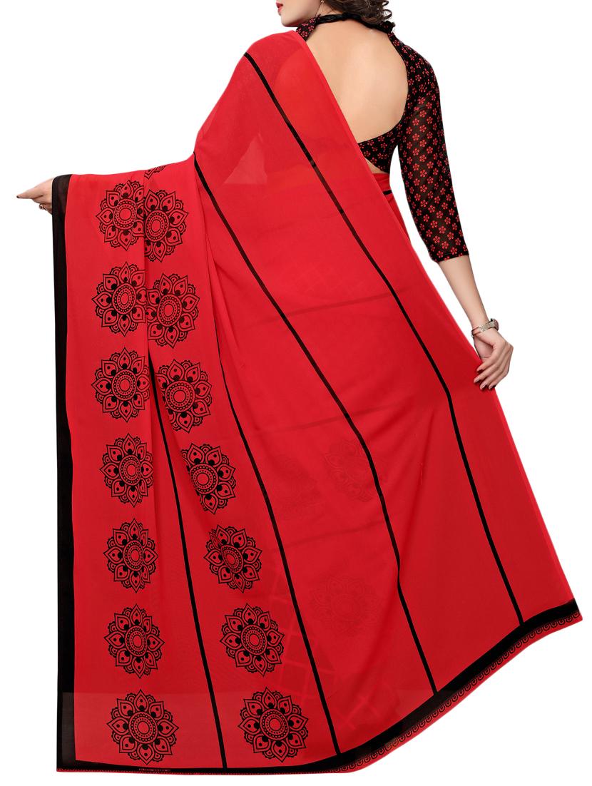 geometrical printed half & half saree with blouse - 15729582 - Zoom Image - 2