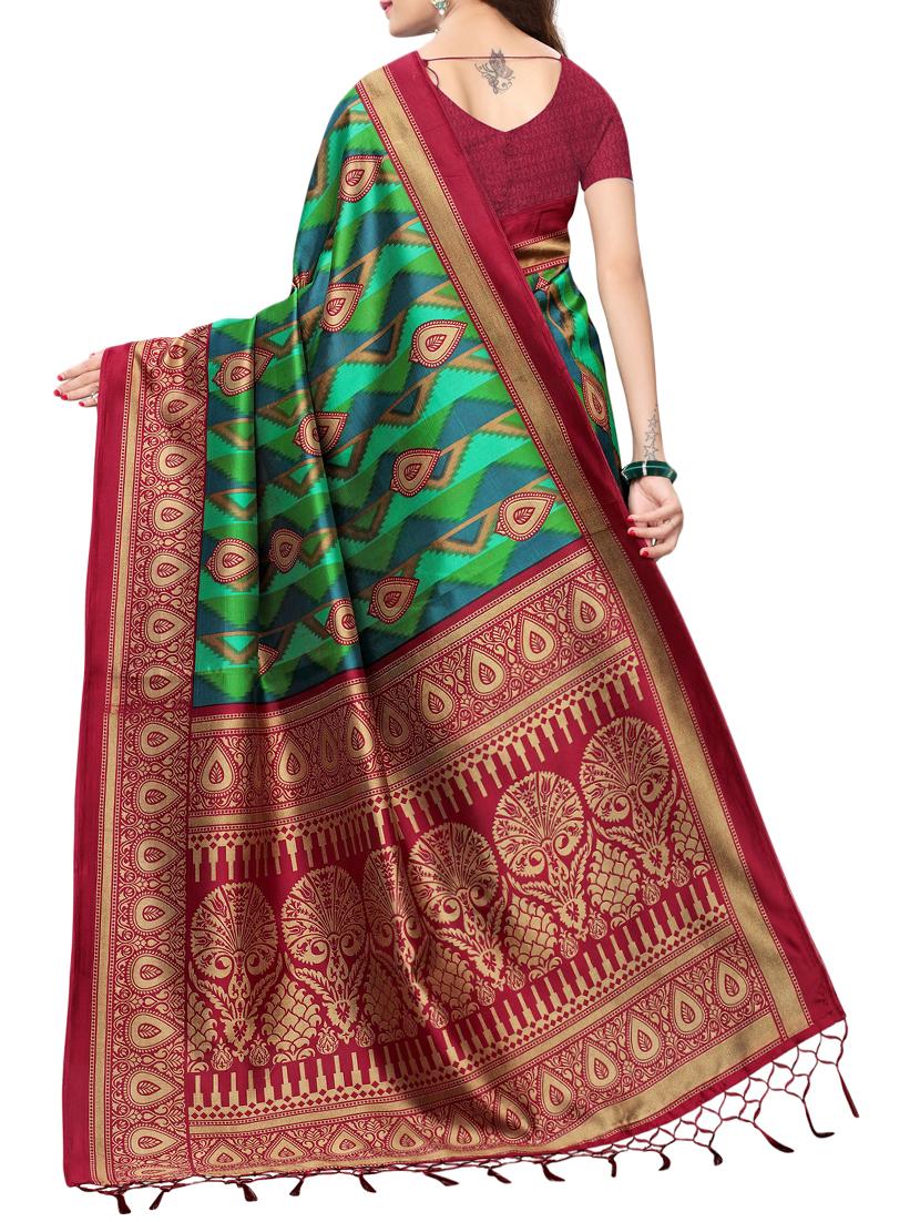 geometrical printed saree with blouse - 15729584 - Zoom Image - 2