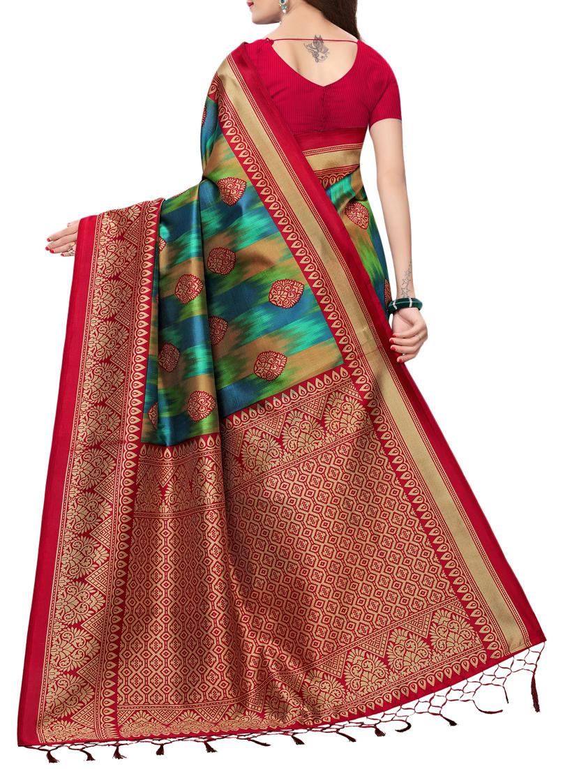 geometrical printed saree with blouse - 15729585 - Zoom Image - 2