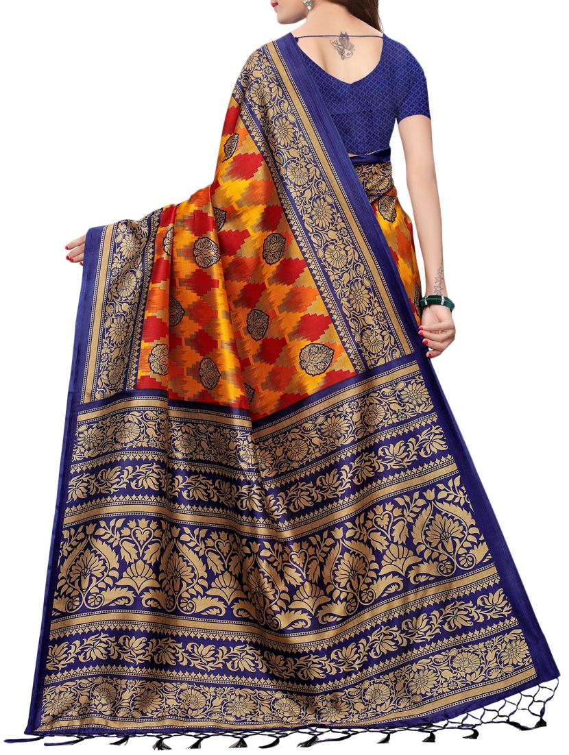 contrast border printed saree with blouse - 15729587 - Zoom Image - 2