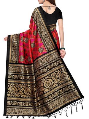 contrast border printed saree with blouse - 15729588 - Standard Image - 2