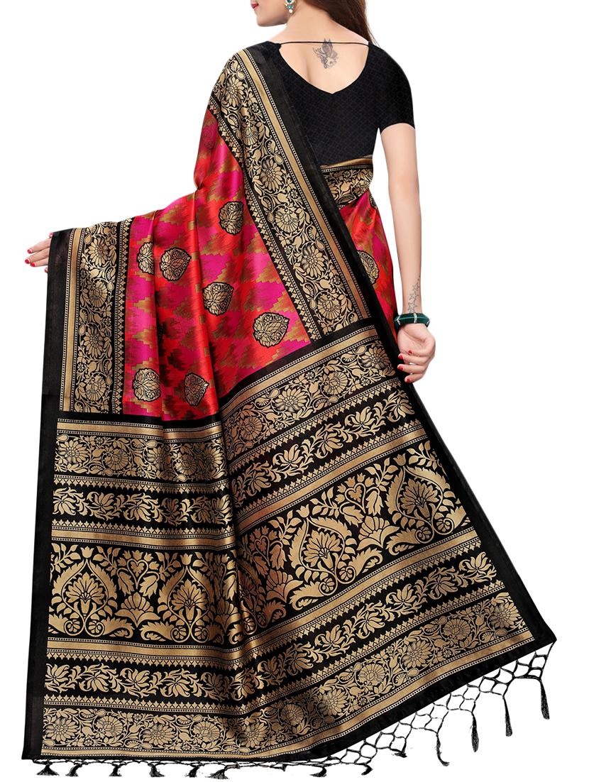 contrast border printed saree with blouse - 15729588 - Zoom Image - 2