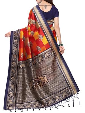 conversational printed saree with blouse - 15729592 - Standard Image - 2