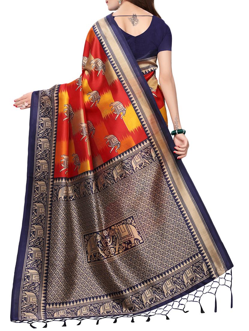 conversational printed saree with blouse - 15729592 - Zoom Image - 2